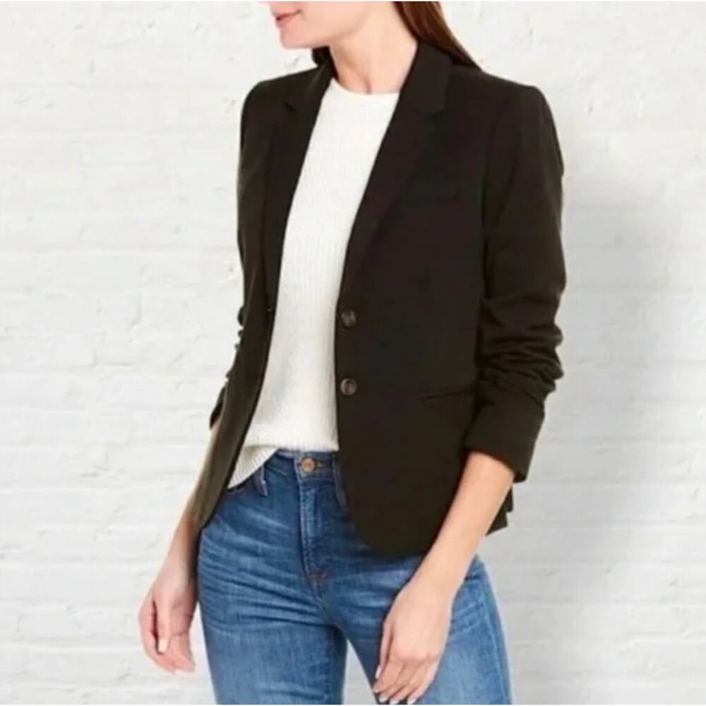 J. CREW Schoolboy Notch Lapel Blazer Jacket Black Sz L $168 {3D38}